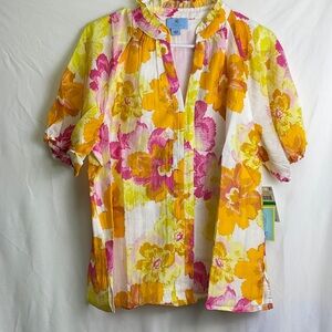 CeCe Floral Blouse - Yellow and Pink
